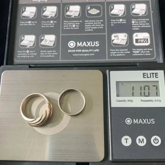 Set of two sterling silver and brass rings - Picture 5 of 8